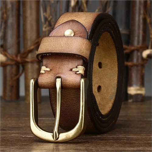 3.8CM Wide Copper Buckle Belt Men's Leather Pin Buckle Head Pure Versatile Korean Casual Jeans Belt3
