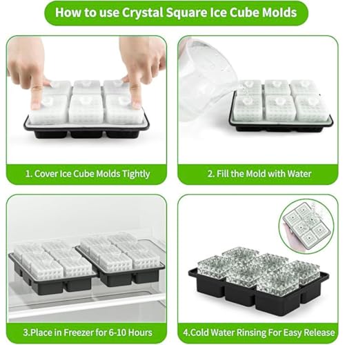 Image of Premium Combo of Large 3D Crystal Square Ice Cube Tray & Football Shaped Silicone Molds for Chilling Drinks, Chocolates, Juice, Jelly and Many More. Pack of 2 (Light Green)