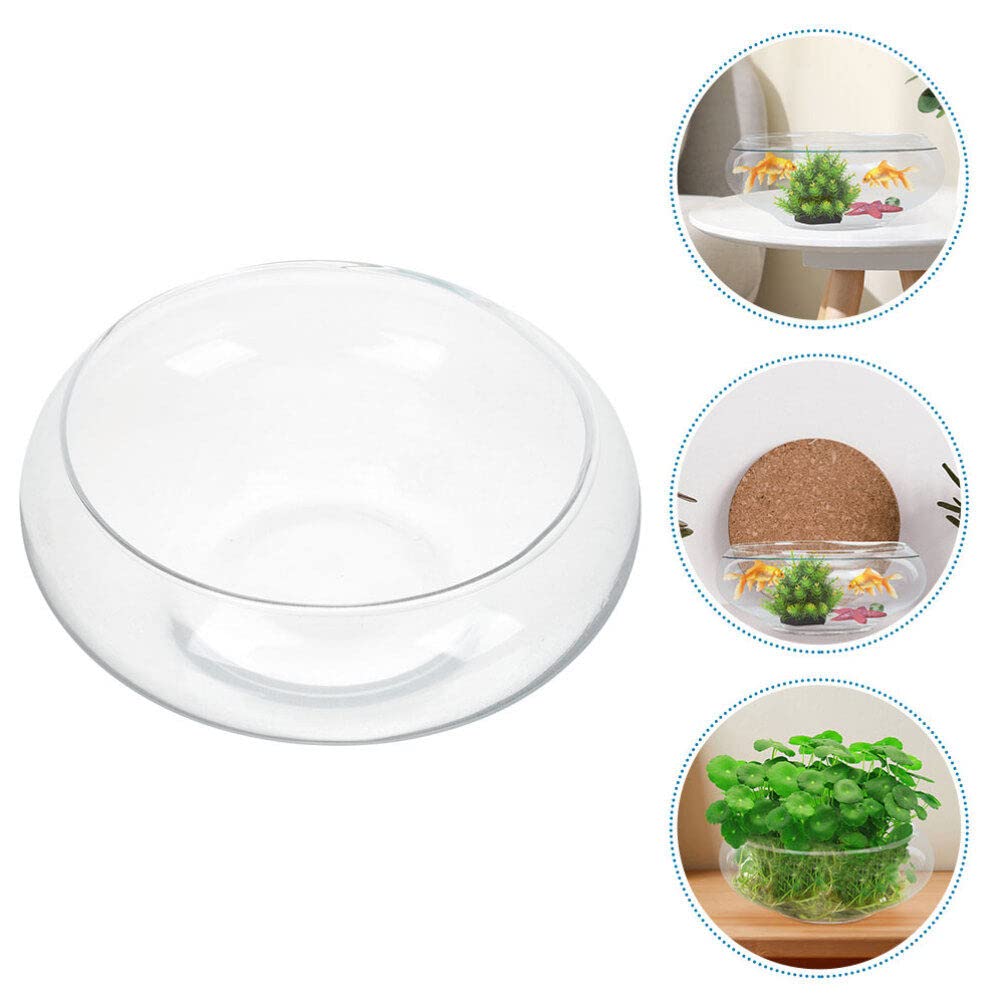Vase Bol à Poissons Transparent Bol à Bulles Conteneur Plastique Arrondi et Bas Pot pour Plantes Aquatiques Pot pour Jonquilles Hydroponique pour Aquarium