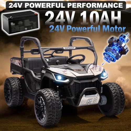 Image of NEWQIDA 2 Seater Kids UTV 24V Ride on Toy for Kids 3-8 Side by Side, Black
