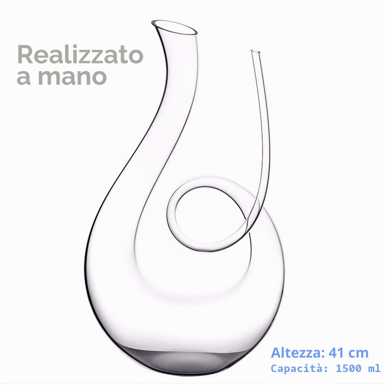 Decanter per vino, 1500 ml, soffiato a mano, in cristallo senza piombo, classico aeratore per vino, caraffa per vino rosso, accessori per vino, regalo per vino