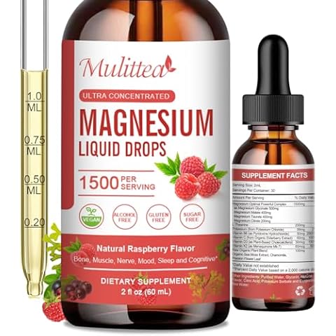 Magnesium Glycinate Liquid Drop - Triple Absorption Supplement to Support Nerves, Night, Heart, Muscles * -Sugar-Free with Potassium, L-Theanine, Sea Moss Vitamin B,C,D3, K2-1Pack Cover