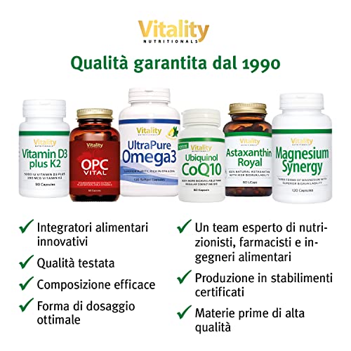 Magnesium 500 Komplex aus 7 verschiedenen Magnesiumverbindungen Citrat, Glycinat, Taurat, Gluconat, Oxid, Ascorbat, Malat (120 Kapseln) Magnesium Hochdosiert Vitality Nutritionals by VitaminExpress