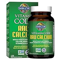 Garden of Life Raw Calcium Supplement for Women and Men - Vitamin Code Made from Whole Foods with Magnesium, K2, Vitamin D3 and Vitamin C Plus Probiotics for Digestion, 120 Capsules