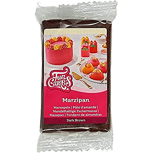 FunCakes Mandelhaltige Zuckermasse (holländisches Marzipan) Dark Brown: Einfach zu verwenden und glatt, einfach auszurollen, perfekt zum Dekorieren von Kuchen, Halal, koscher und glutenfrei. 250 g.