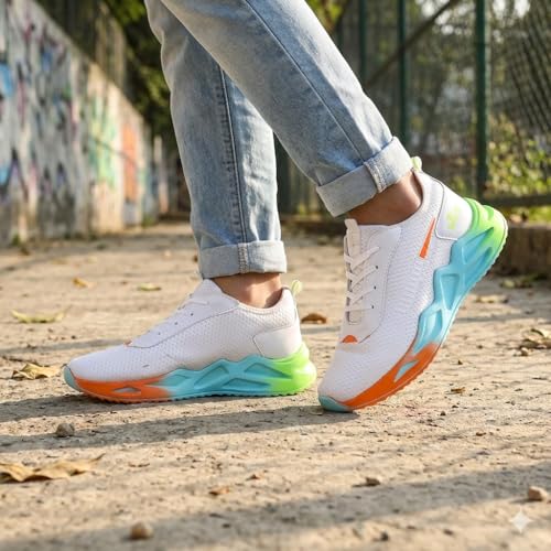 Image of Snatch Breathable Sports Shoes for Men | Lightweight PU Mesh Running & Walking Sneakers | Slip-Resistant Lace-Up Gym Shoes for Training, Gym Hair & Beard Trimmer Included