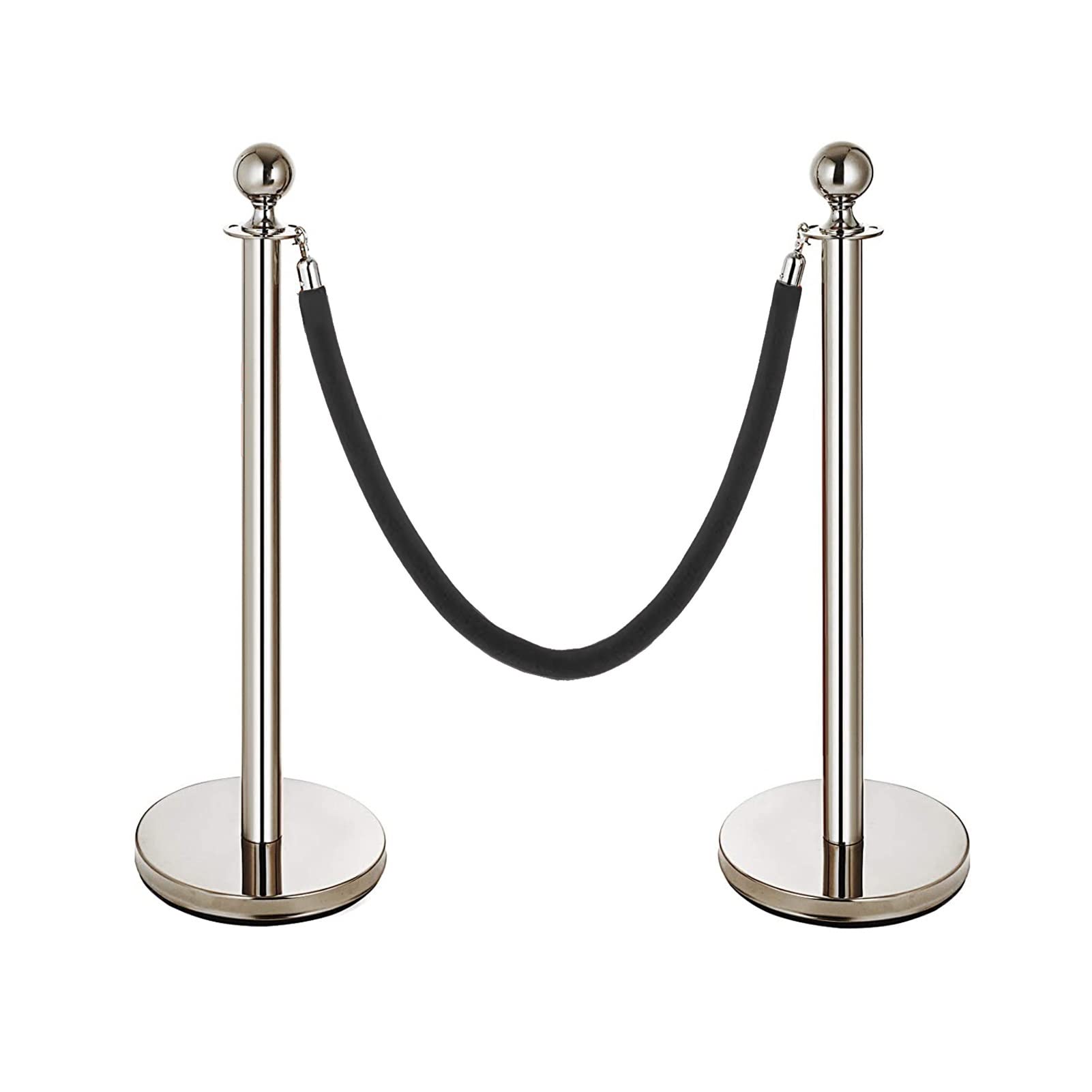WOTZOV Stanchion Rope, Crowd Control Rope Barrier Crowd Control Stanchions With Red/Black 5 Feet Long Velvet Ropes, Ceremony Museums Theater Vip Queue Barriers Poles,Red Rope,Black Rope