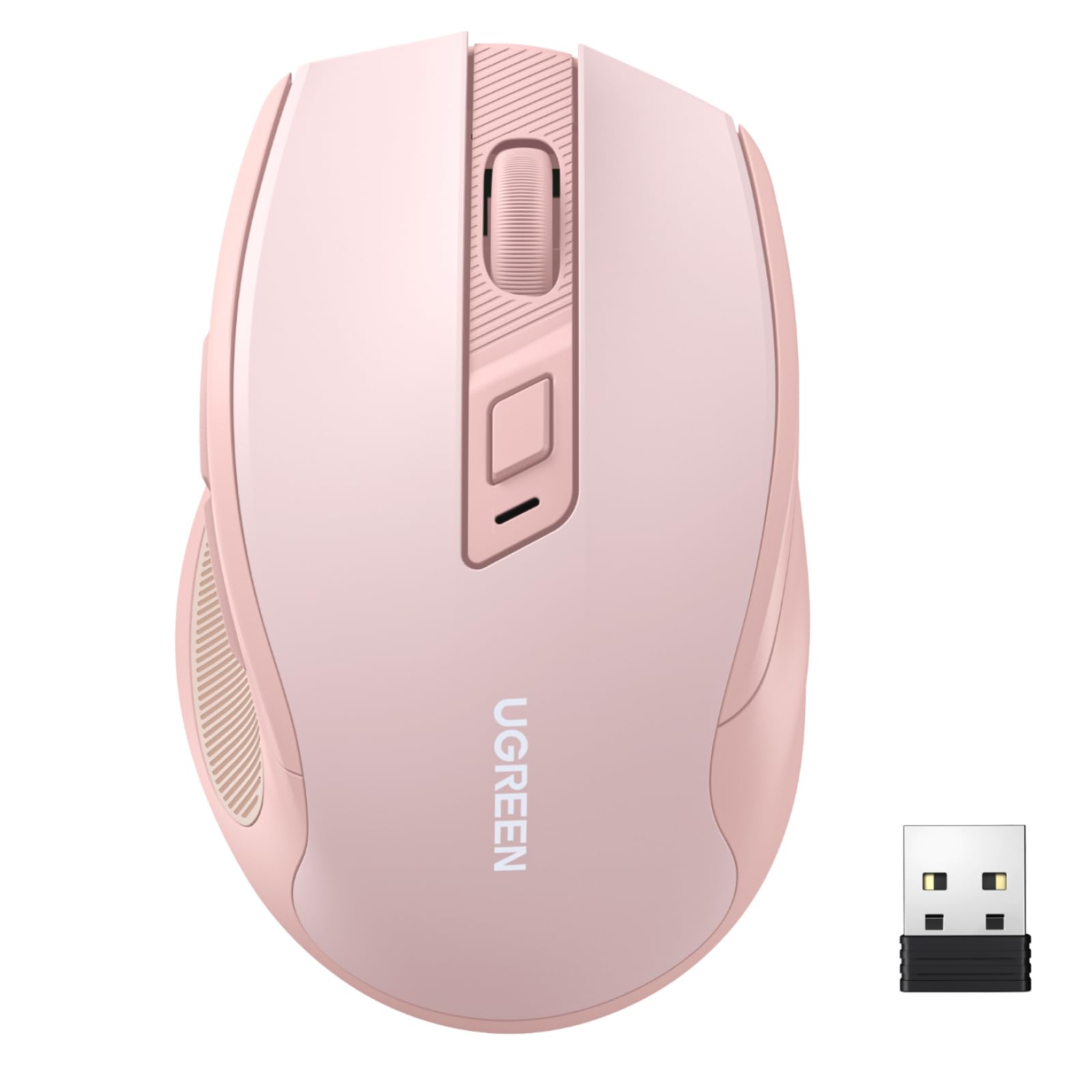 UGREEN 2.4G Maus kabellos mit 4000 DPI, Ergonomisches Design, Wireless Mouse mit USB Empfänger, 18 Monate Akkulaufzeit, funkmaus kompatibel mit Laptop Computer Windows macOS Linux(Rosa)