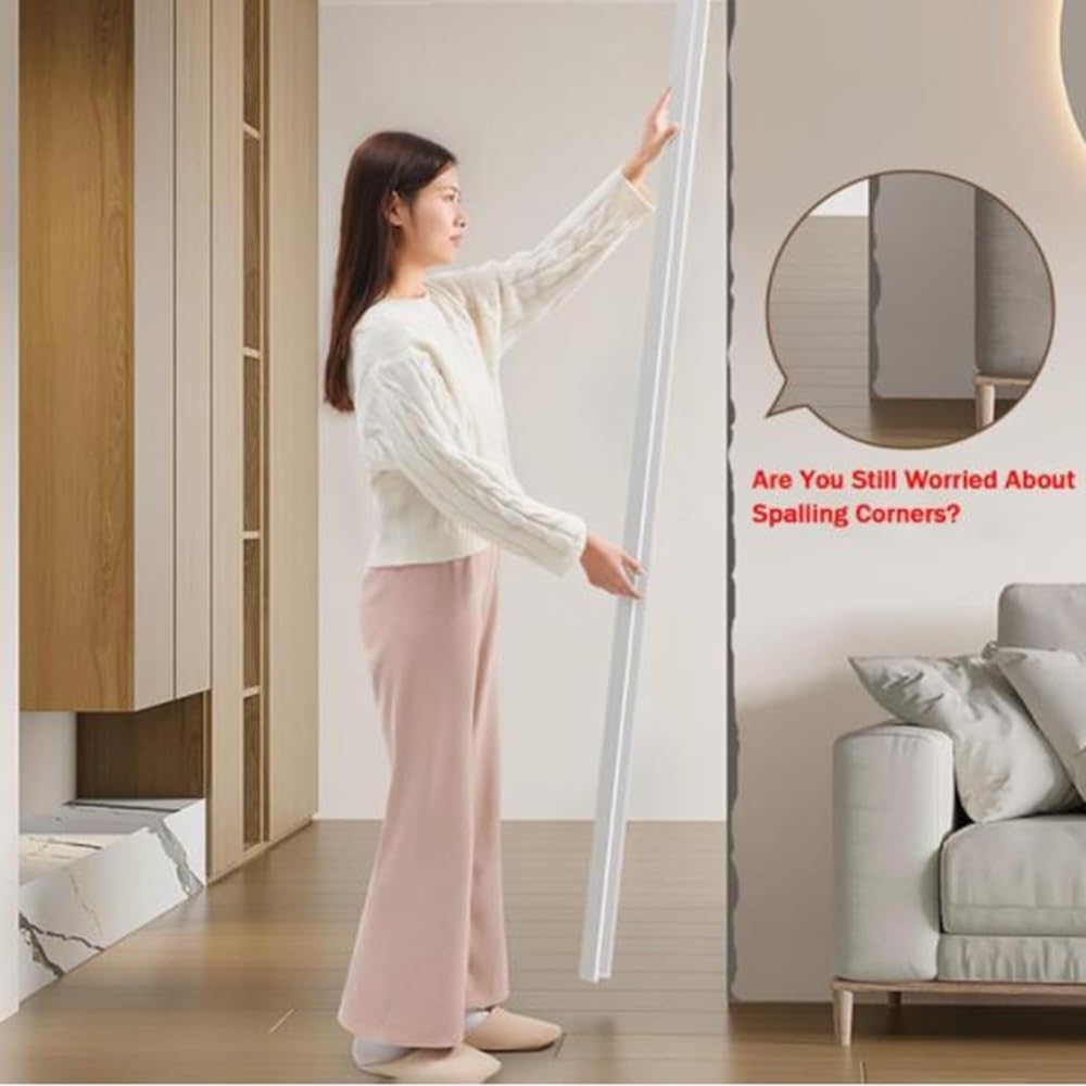 Paraspigoli autoadesivo in alluminio, protezione da parete a L su entrambi i lati, per piastrelle, finestre e porte (bianco, 100 cm x 1,5 cm), protezione durevole dei bordi