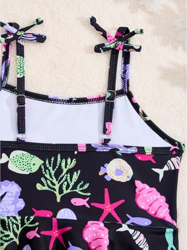 Kids Girls 2-Piece Summer Beach Bathing Suit Tankini Swim Tops with Peplum Shorts Sun Protection Swimsuit4