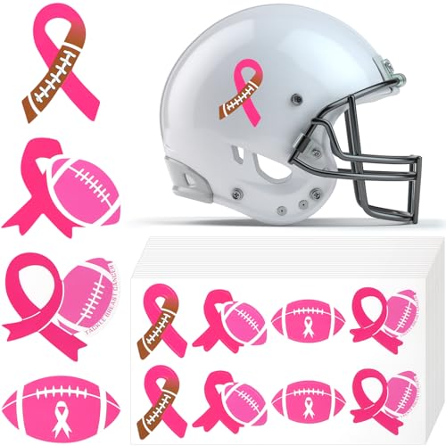 AmazingSpark 200 Pcs Breast Cancer Stickers for Helmets Breast Cancer Awareness Football Stickers Pink Ribbon Football Helmet Decoration for Team Event Decoration Fundraisers and Support Groups