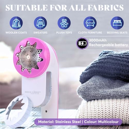 Image of TEQO Lint Remover| Lint Remover for Clothes|Fabric Shaver Rechargeable|90 Minutes Run Time in A Single Charge | Wool Sweaters, Clothing, Shirts, Jackets (Purple)