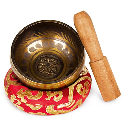 EFANTUR Set cuenco tibetano 7 metales Cuenco nepal con cojín y baqueta Para yoga, meditación, relajación, masajes, curación Cover