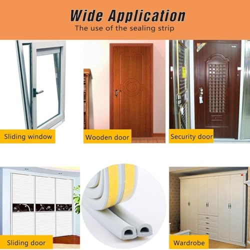 Image of FRONTED Door Weather Strip Draught Excluder for Doors Self Adhesive Foam Draft Excluder for Windows Door Insulation Strip Weather Stripping Door Seal Strip, Epdm, Foam, Rubber (Gray)