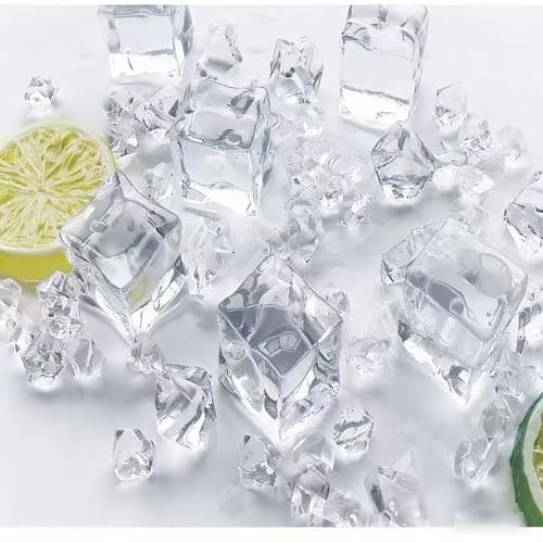 100 piezas cubitos de hielo artificial acrílico claros miniatura 2
