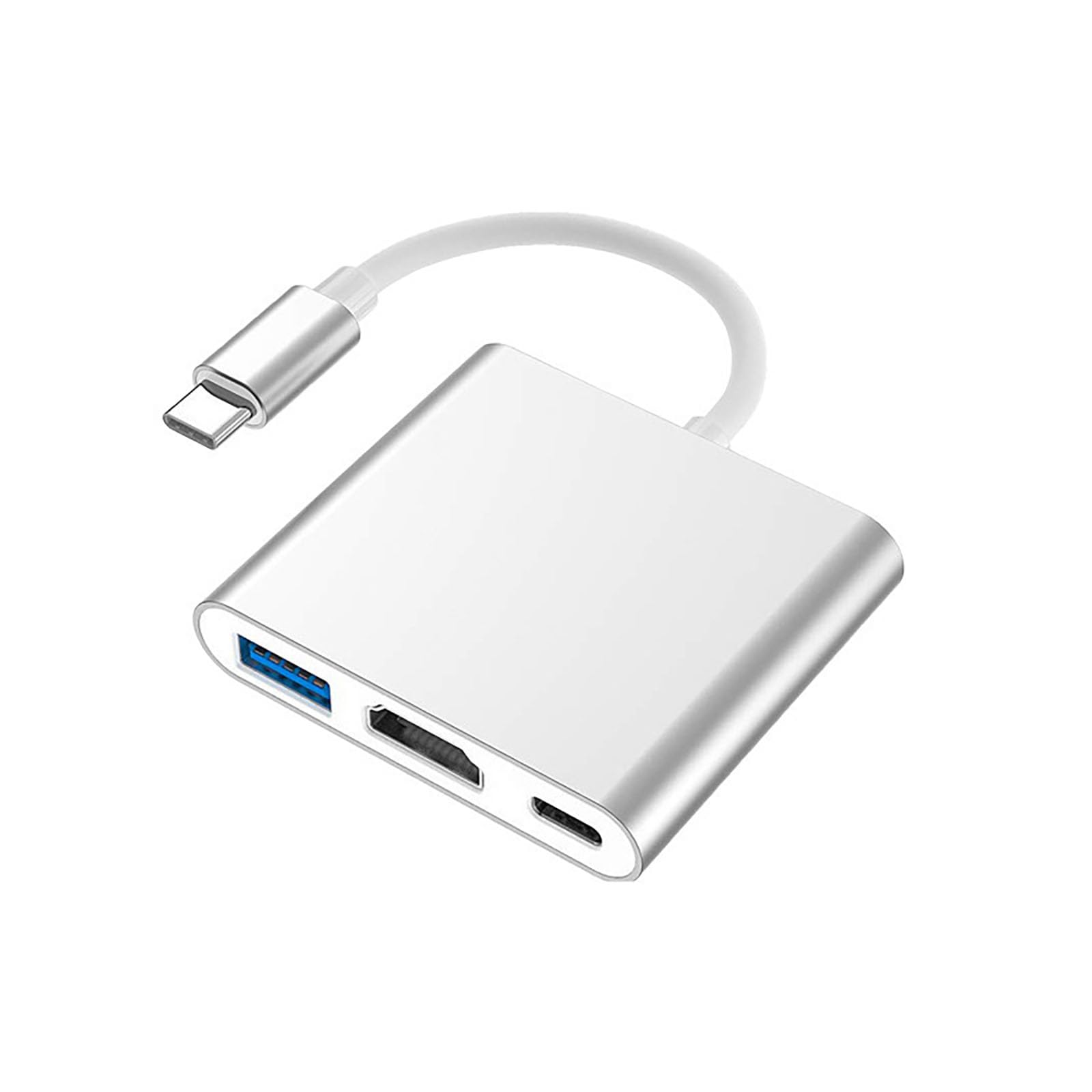 USB Type-C HDMI 変換アダプタ 3 in 1 USB Cハブ HDMI/PD 100W急速充電/USB 3.0ポート 4K@30Hz解像度 アルミ合金外壳 小型軽量 Switch Matebook Galaxy S23 iPhone 15 16 USB C デバイス対応（シルバー 1個）