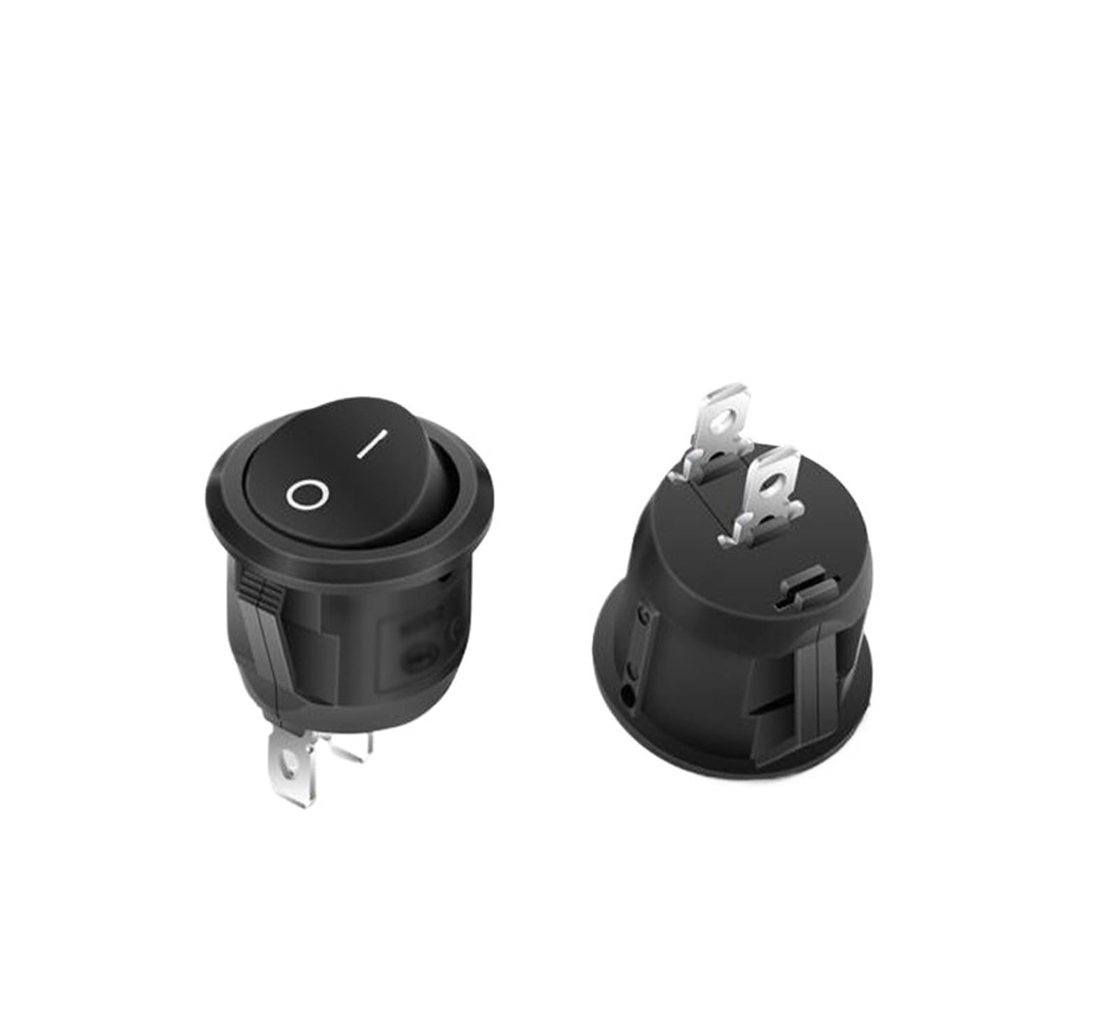 QWZTAEOZA 5PCS 23mm SPST On/Off Black Round I/O Rocker Switches Automotive/Car/Boat Electronic Equipment Power Supply Switch 6A 250V