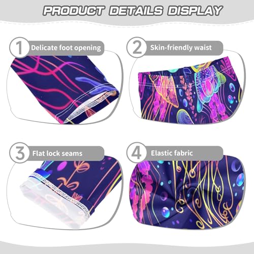 Bolaz Toddler Girls Leggings Printed Yoga Pants Leggings Purple Blue Jellyfish for Kids3