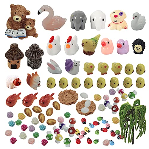 101 Pieces Miniature Animals,Fairy Garden Accessories,Miniature Toy Animals Ornament Kits Set for DIY,Fairy Garden House,DIY Terrarium,Flower Pots Ornaments,Craft Decor …