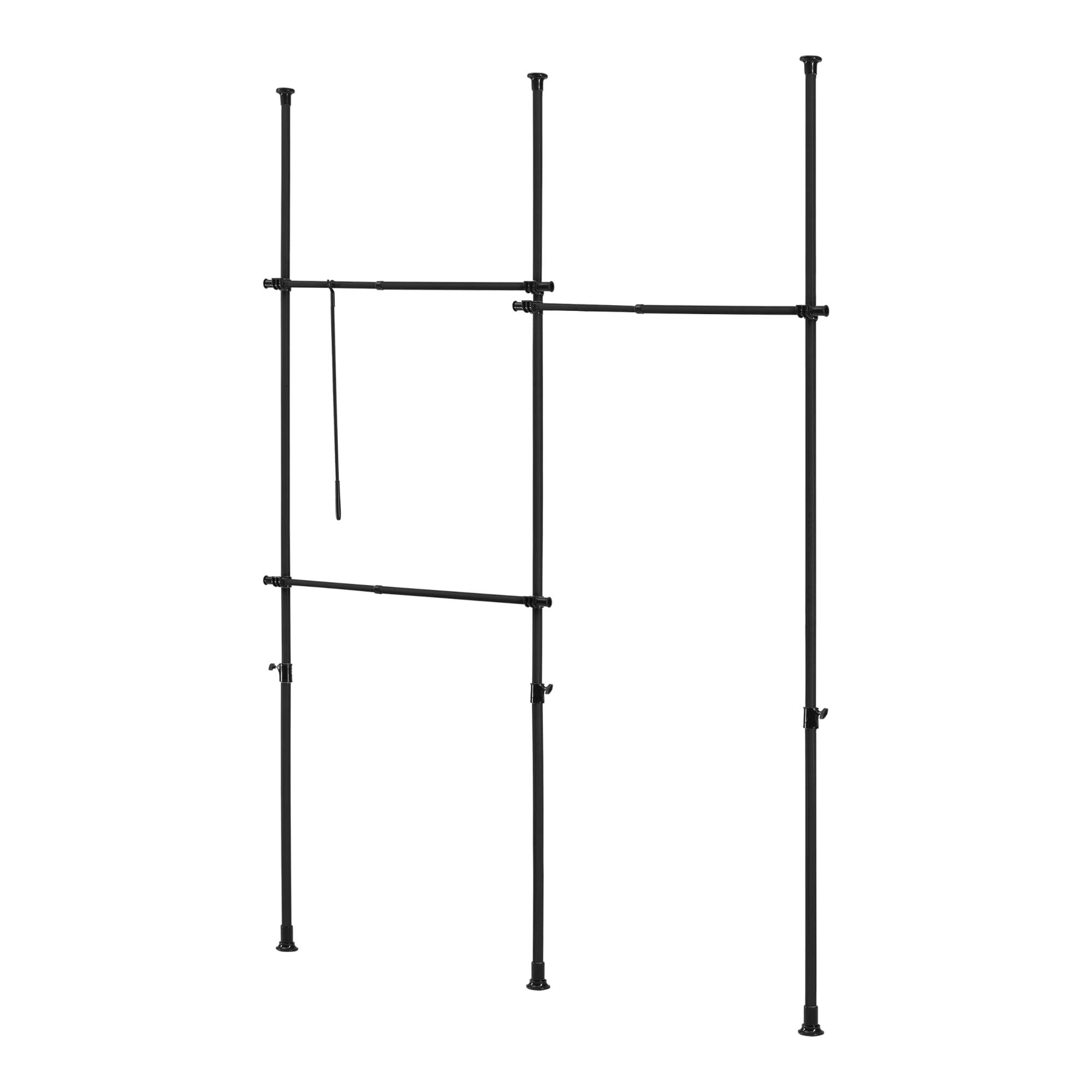 [en.casa] Appendiabiti Telescopico con 3 Aste Sistema Porta Abiti per Cabina Armadio Struttura in Acciaio Nero Regolabile in Altezza 105-278 cm e in Larghezza 150-230 cm