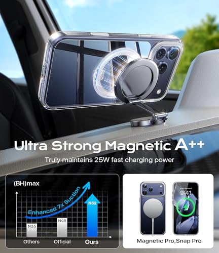 Image of Clear iPhone 17 Pro Max Case with Stand, Strong Magnetic iPhone 17 Pro Max