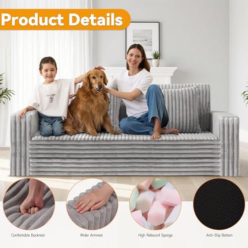 Image of HABUTWAY Folding Sofa Bed, 2 in 1 Convertible Sleeper Chair with 2 Pillows, Portable Fold Out Chair Bed with Armrest, Comfy Floor Couch, Lazy Sofa for Living Room Bedroom Dorm Home Office, Light Grey