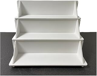 MDF White 3 Tier Solid Back Display Craft Table Stand - Size 370mm x 324mm x 320mm - For Craft Fairs, Market Stall Display Shelf, Shop Display Stands, Makeup Stand, Perfume display shelf