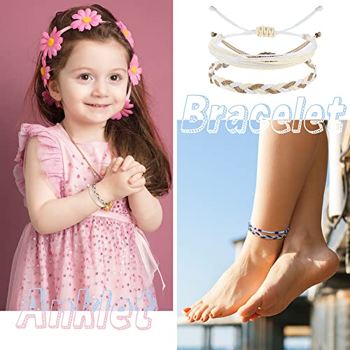 Florideco 24 Pcs Boho Surfer Bracelet Anklet Adjustable Beaded Anklets Handmade Braided Bracelet Colorful Anklet Summer String Rope Ankle Bracelets Waterproof Surfer Beach Bracelet Boho Jewelry for Women Men3