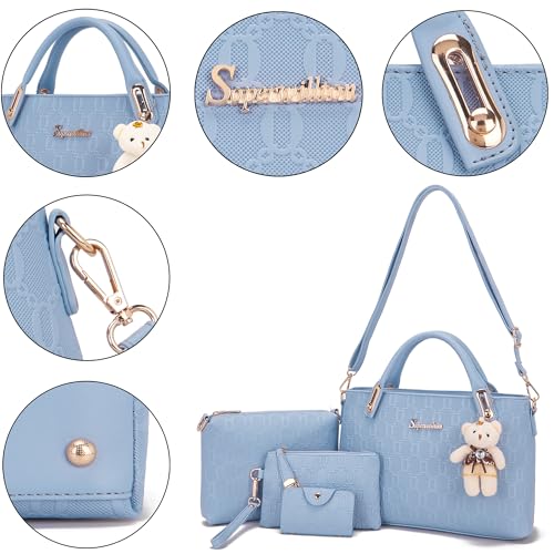Image of Purse for Women Fashion Medium Shoulder Bag Crossbody Handbag Set 4PCS | Stylish Style,Chain Texture Design,with a Crossbody Strap,4-in-1 Multi-Style Purse Set