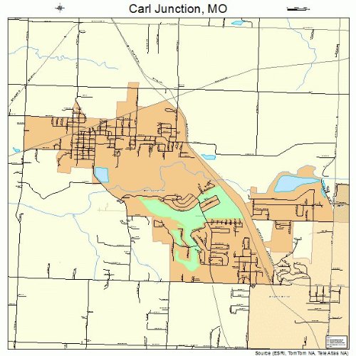 Large Street & Road Map of Carl Junction, Missouri MO Printed poster