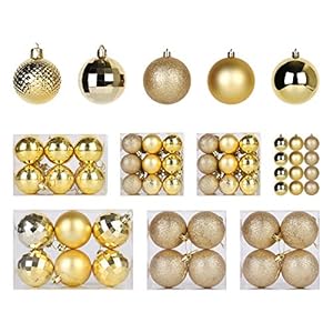 SALCAR Kerstballen, set van 100 stuks, van kunststof, onbreekbaar, met plastic kerstboomballen, kerstboomdecoratie en kerstboomversiering