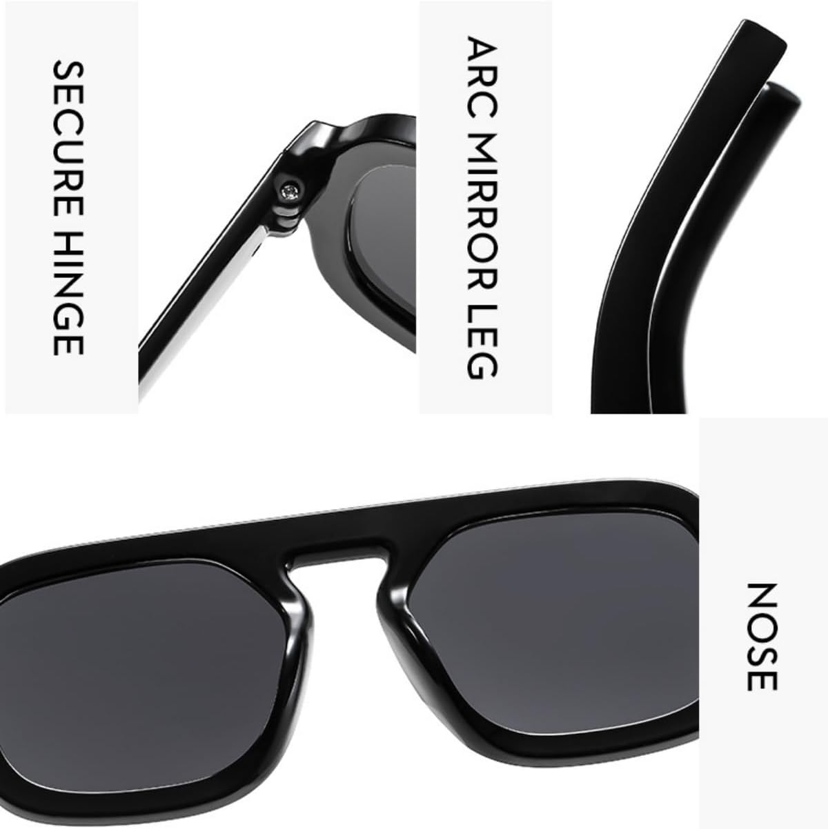 4 Pieces Trendy Square Aviator Sunglasses for Women Men Flat Top Frame Retro 70s Square Sun Glasses Vintage Shades - Image 3