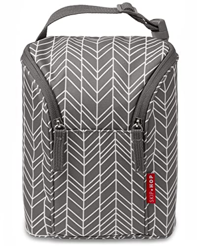 Image of Skip Hop Baby Bottle Bag, Grab & Go, Grey Feather, 6.75x3.5x9 Inch (Pack of 2)