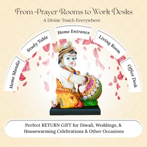 Image of Ekhasa Bal Gopal Idol for Puja | Laddu Gopal Murti for Pooja Room | Resin Baby Krishna Idol for Home | Bal Krishna Idol | Sri Krishna Idols Gift | Makan Chor Idol