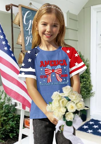 Image of Ithalt Boys Girls USA Shirts Kids 4th of July Shirts American Flag Tshirt Patriotic Top Independence Day Outfit 5-13y