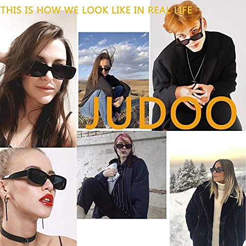 JUDOO Black Rectangle Sunglasses Women Trendy Retro Sunglasses 90s Vintage Cute Sunglasses UV400 Protection3