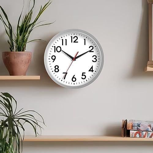 Image of DAXSMY Wall Clock Small Analog 8 Inch Silent Non Ticking Battery Operated Modern Simple Decorative for Kitchen Office Bedroom Bathroom Living Room(Silver)