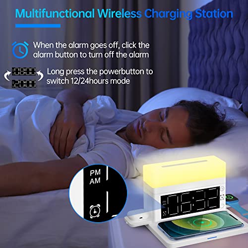 Image of Wireless Charging Station with 65W USB C Charger, 6 in 1 Alarm Clock Magnetic Touch Night Light 15W Fast Charging Stand Compatible with iPhone 15 /14 /13 /12 /11 /XS Samsung Galaxy AirPods & Apple Watch