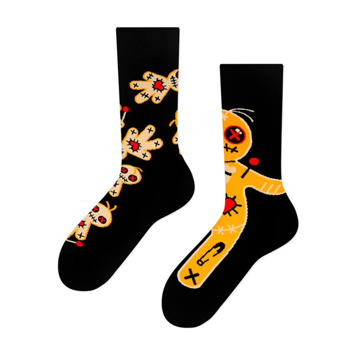 Ro Rox Gothic Socks Skeleton Skull Bat Pumpkin Voodoo Halloween Unisex, Black & Orange, One Size