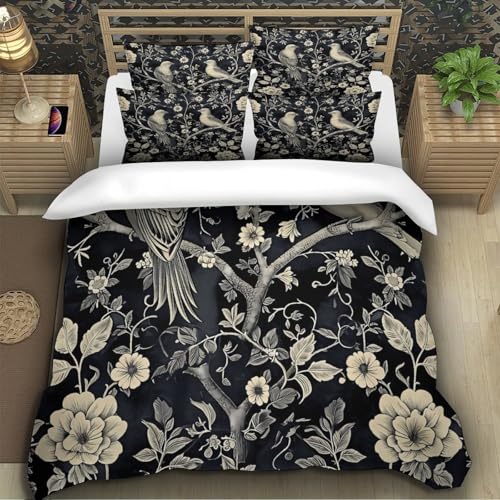 Parure de lit oiseaux 220x240 en microfibre hypoallergénique premium