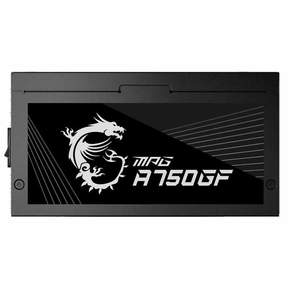 MSI MPG A750GF Bloc d'alimentation, Prise EU, 750W, Certifié 80 Plus Gold, PSU ATX Entièrement Modulaire, Support GPU 3 x 6+2 Pin, Condensateurs Japonais 105°C, Câbles Noirs Plats - Garantie 10 Ans