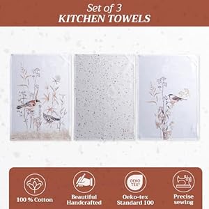 Maison d'Hermine Kitchen Towels 100% Cotton 27.50" x 20" Cloth Dish Towels for Kitchen Absorbent for Home, Dining, Parties - Easter Decorations Spring/Summer (Meadow Florals - Brown, Set of 3) Maison dHermine Kitchen Towels 100 Cotton 2750 x 20 Cloth Dish Towels for Kitchen Absorbent for Home Dining Parties Easter Decorations SpringSummer Meadow Florals Brown Set of 3