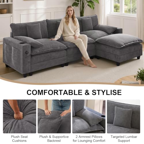 Image of KCGKCG Modular Sectional Couch, L Shaped Couches for Living Room,Grey