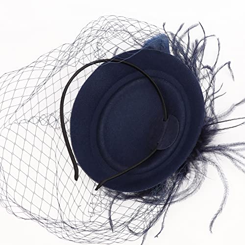 Image of DRESHOW Fascinators Hat Feather Headband Women's Fascinators Tea Party Headwear with Clip Flower Head Band for Girls & Women