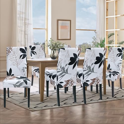 Image of SearchI Dining Room Chair Covers Slipcovers Set of 4, Spandex Super Fit Stretch Removable Washable Kitchen Parsons Chair Covers Protector for Dining Room,Hotel,Ceremony(Flower Pattern11)