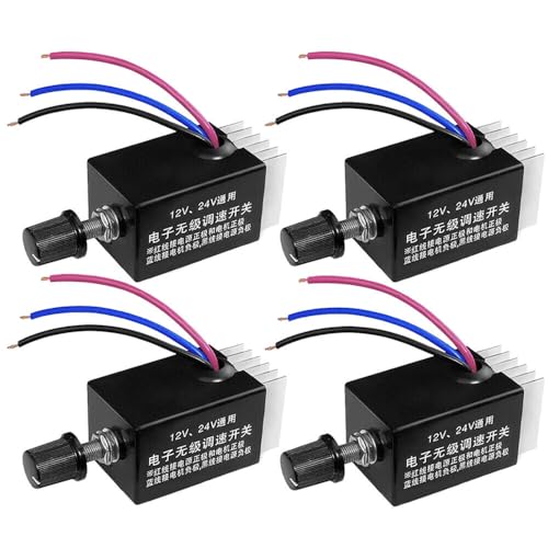 4Packs DC 12V 24V Motor Speed Control Switch Car Truck Fan Heater Control Defroster Universal Electronic Stepless Speed Regulator Switch