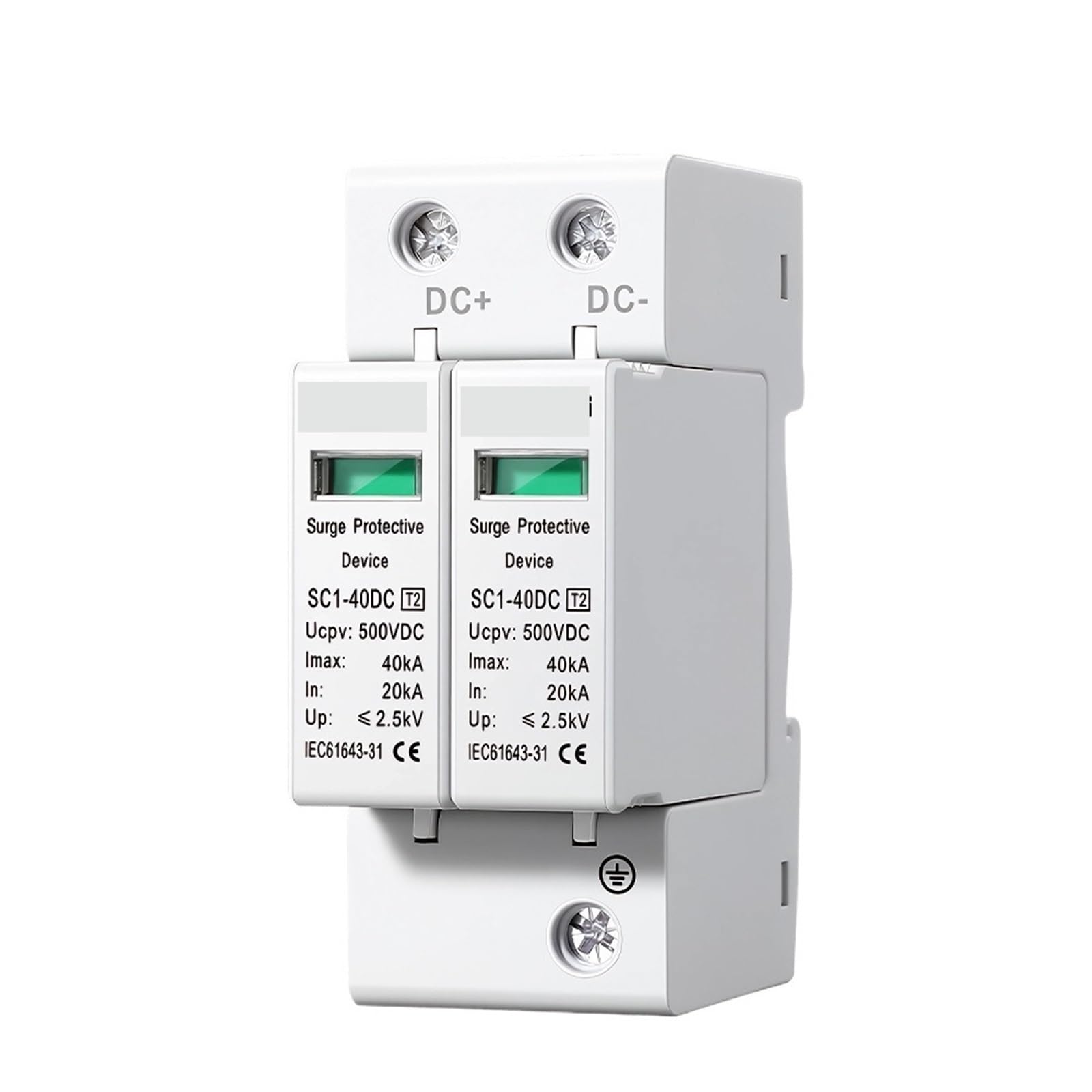 Ochrona przeciwprzepięciowa 2P, Urządzenie przeciwprzepięciowe SPD, 500V, 600V, 1000V, Zabezpieczenie napięcia, fotowoltaiczne ograniczniki przepięć(600V)