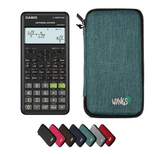 Casio fx-82ES Plus 2nd Edition con Funda Protectora WYNGS Turquesa - Calculadora Científica - Paquete Básico