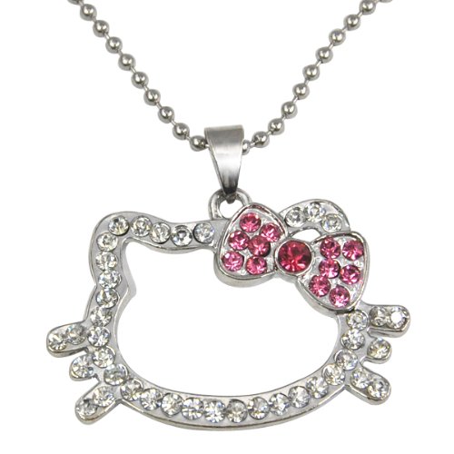 Hello Kitty Head Shaped Pendant Charm Necklace Chain