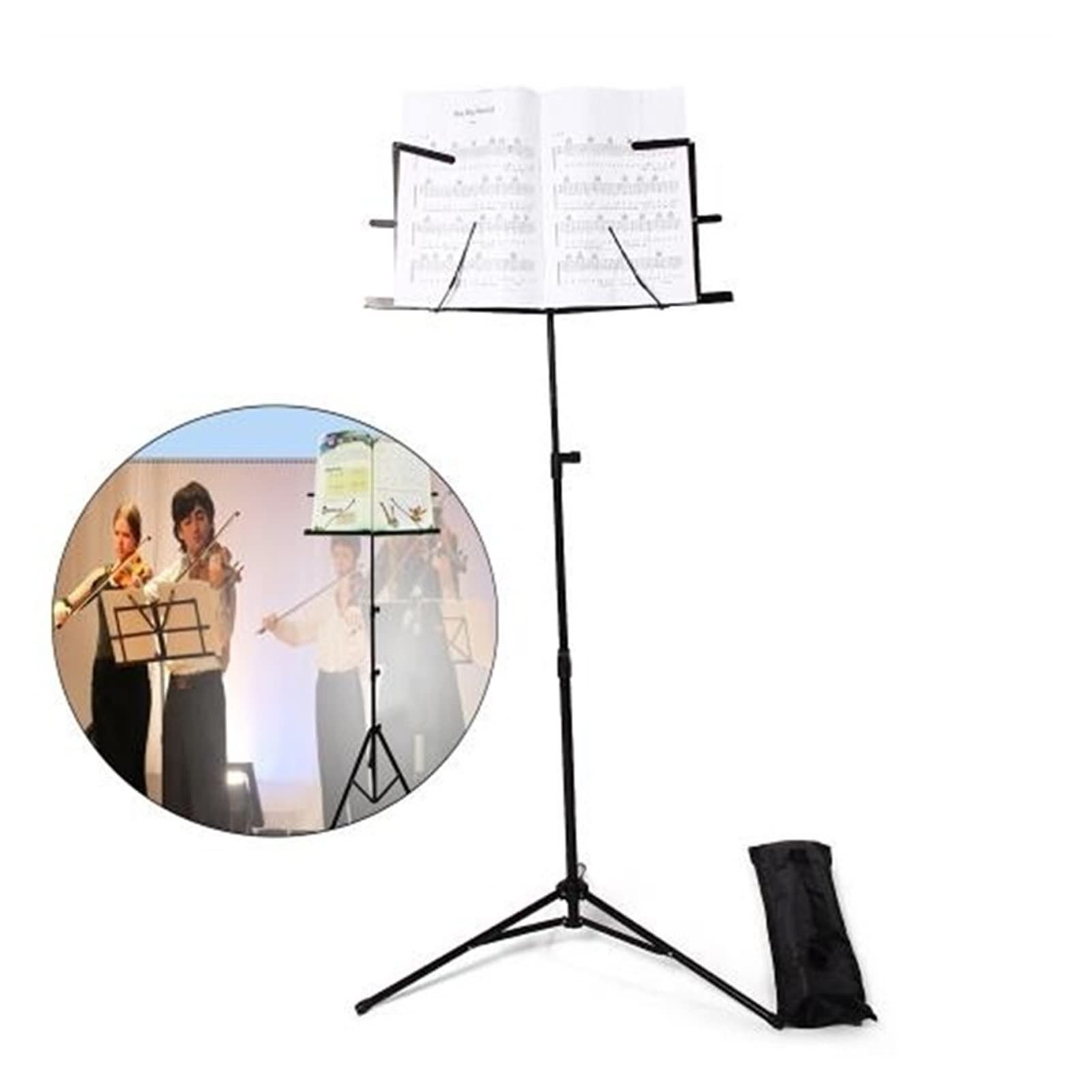 Music Stand Musica Stand Supporto regolabile Pieghevole Pieghevole Pieghevole Musica Treppiede Stand Acciaio Acciaio Supporto for la musica con borsa for chitarra Borsa Accessori Music Shelf /Sheet Mu